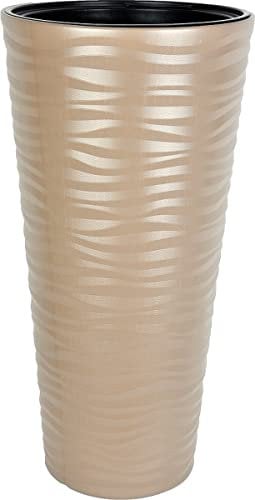 Hoher Blumentopf L beige Vase 80 cm Pflanzgefäß für Tür innen außen