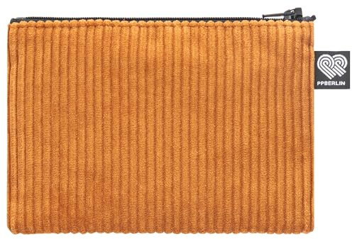 PP-Berlin Cord Etui medium für Damen & Herren Ocker - Handmade & vegan, Hippe Geldbörse und Aufbewahrungstasche im Reisepass-Format, Made in Germany