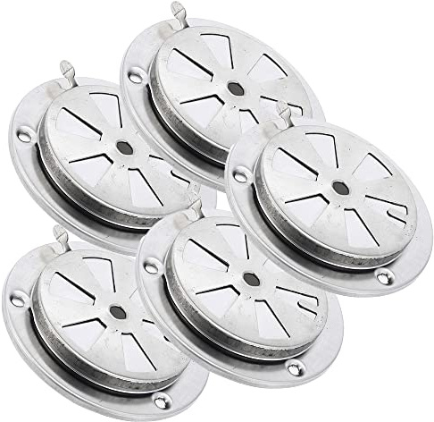 BBQ Smoker Air Vent, Stainless Steel Grill Smoker Exhaust Vent Stove Air Vent Damper Replacement Parts Silver(3.7x3.7x1.2)-5PCS