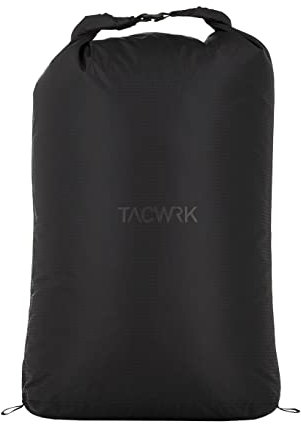 TACWRK x Tasmanian Tiger Dry Bag wasserdichte Aufbewahrungsbeutel Lightweight Trockenbeutel Polyester Packsäcken Set für Wassersport Wandern Camping, Black (20 Liter, Black, 1)