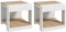 HOMCOM Lot de 2 Tables d'appoint Bout de canapé Table de Chevet en Bois Style Rustique pour Salon Chambre à Coucher 40 x 40 x 45 cm Blanc et Naturel
