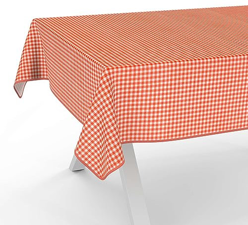 Tischdecke aus Stoff Textil abwaschbar Tischwäsche Tischtuch Baumwolle Polyester Vichy Red 160x140cm In-/Outdoor Tischdecke