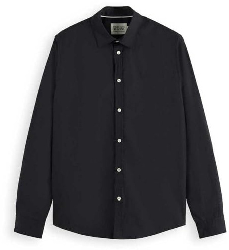 Scotch & Soda Herren Poplin Shirt, Black, L