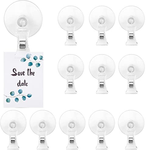 Sankoly 12 Stück Saugnapf Clips Kunststoff Saugnapf Clip Fenster Glas Saugnapf mit Metall Federclip für Werbung Display Visitenkarten Fische Fütterung