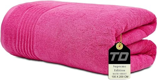 Textile Do Luxury Super Jumbo Bath Sheet (100 x 200 cm-700 GSM) 100% Egyptian Cotton Extra Lage Bath Sheet Towels (Hot Pink, Cotton)
