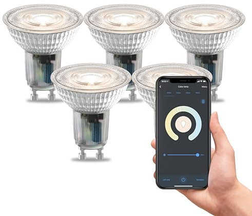 CALEX focos LED inteligentes, GU10 PAR16, con luz de fría a, regulables, control por aplicación y voz, pack de 5