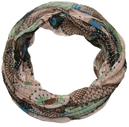 beybey® Retro Damen Seide Loop Schal wahnsinnig schön und sehr fein Seidenschal Kreis-Muster (beige)