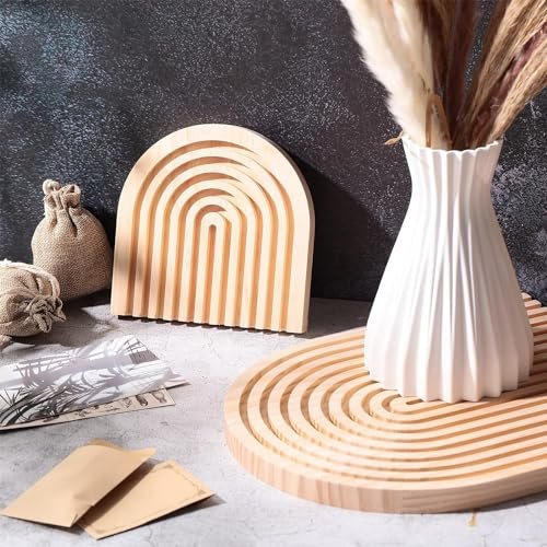 2 Pcs Planche à Découper en Bois - Décor Arc-en-Ciel - Plateau de Service Bohème - Planche à Pain et Charcuterie - Pour Fruits, Fromage, Viande & Plus (30 x 25cm, 15 x 15cm, Pin)