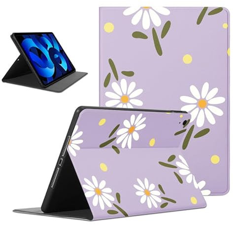 Foonary Funda para iPad Air 5th Generation(2022)/ iPad Air 4th Generation(2020) 10,9, Aesthetic Ultra Slim PU Cuero Flip Carcasa con Función Soporte Plegable Folio Antichoque Cover Case, Morado Flor