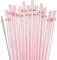 SUNDEE Reusable Plastic Straws, Glitter Straws Reusable Drinking Straw Thick BPA-Free Glitter Drinking Straw Accessories, Set of 12 Pcs Colorful Straw with Cleaning Brush - Pink