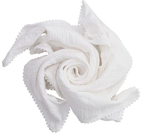 Peosaard Babydecke Baumwolle weich Bequeme Neugeborene Swaddle -Wrap -Decke mit Pom pom weiß 80x60 cm, Babydecke