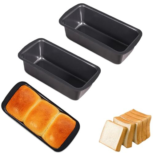 2 Pcs Edelstahl Backform Rechteckig,19x9x6cm Antihaftbeschichtet,Karbonstahl Kuchenform,Leichtes Lösen & Reinigen,Flachboden Brotbackformen,Rechteckig,für Toastbrot Brot Backen Laibe Kuchen Gebäck