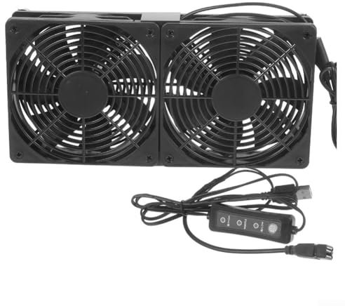 Ventilador USB de 120 mm con controlador de velocidad, apto para discos duros y módems (ventilador dual)
