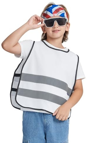 AYKRM Warnweste Kinder - Sicherheitsweste für 10-14 Jahre alte Kinder - Universalgröße - Weiß