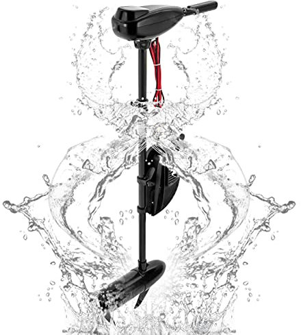 MINRS Moteur hors-bord, moteur hors-bord, bateau à moteur électrique, 85 livres de poussée 24 V avec indicateur de batterie LED 5 vitesses avant, 3 vitesses arrière, puissance de traction de 1 900