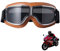 Motocross Brille Windproof Motorcycle Goggles, Vintage Adjustable PU Leder Sonnenbrillen, Retro Radbrille, Helmbrille, Crossbrille, Mountainbike Brille, Fahrrad Brille, (Braunes Leder + graue Gläser)