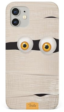 Tirita Hard Phone Case Compatible with iPhone 14, Spooky Halloween - Mummy Eyes Funny