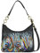 Anna by Anuschka Damen Women's Hand-Painted Leather Shoulder Bag Original handbemalte Hobo Umhängetasche aus echtem Leder, Midnight Zebra