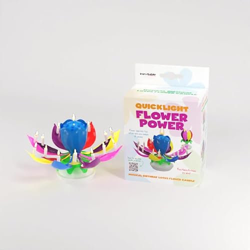 Quicklight Flower Power | Musical Birthday Lotus Flower Candle | Auto Opening Petals to Reveal Hidden Candles