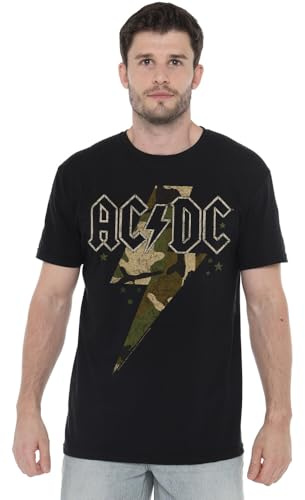 ACDC Camo Bolt Unisex T Shirt, Black, Medium