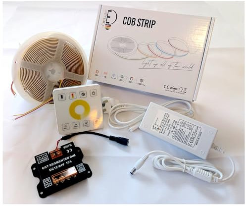 COB CCT LED Strip Set. 2700K – 6500K LED COB Streifen, Dimmbar, 560 LEDs/M, Selbstklebend Led Band Lichtleiste; Steuerbar, Touch Panel; 24V Adapter (CCT (2700K-6500K Weiß), 05 Meter Set (komplett))