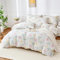 YASMENG Housse de Couette 240 x 260 Coton Motif de Fleurs Rose Jaune Parure de Lit Coton Câlin Doux Respirant Linge de Lit 2 Personne pour Fille avec Fermeture Éclair et Taies d'oreiller 65x65 cm