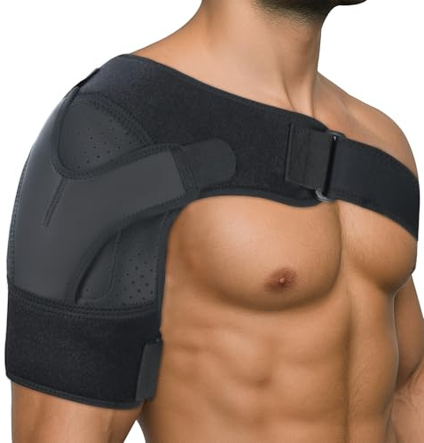 Flow fire Verstellbare Schulterbandage, Neopren Schulterstütze für Frauen und Herren, Schulter Bandage Schmerzlinderung, Passt Sowohl Links oder Rechts Schulter