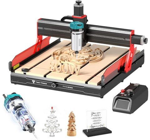 Twotrees TTC6050 Fraiseuse CNC 500W avec tondeuse 800W zone de travail 600 x 500 x 100 mm, commande tactile intelligente, gravure CNC intégrée, aucune installation requise