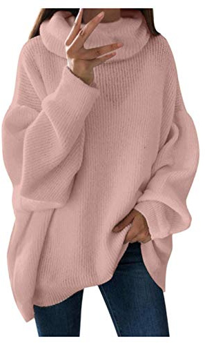 Pullover Damen Longpullover Pulli Oversize Elegant Sweatshirt Wollpullover Winter Fleecejacke Herbst Winterpullover Sweater Cashmere Baumwolle