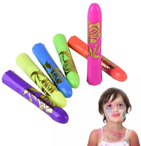 Neon-Körperfarbe, fluoreszierendes Gesichts-Make-up, sichere waschbare Stäbe für Kinder und Erwachsene, Party, Halloween, Geburtstag, Kostüme