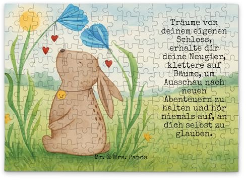 Mr. & Mrs. Panda Puzzle Hase Blume Design 192 Teile - Geschenk, Geburtstag, 500, Legespiel, Puzzlespiel, Geduldspiel, Kaninchen, Ostern, 300, Träume, Geburt, Taufe, Kindergeburtstag