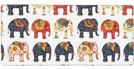 Vintage Elephant Print Mouse Pad, Large Gaming Mouse Pads for Desk, Cute Keyboard Pad Computer Mat, 16x29.5 Inches Mousepad for Home Office Desk Accessories