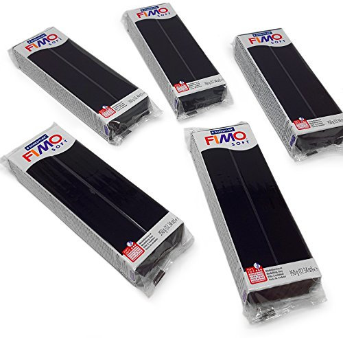 FIMO Soft 454g Polymer Modelling Clay - Oven Bake Clay - 5 x Black (5 for The Price of 4)