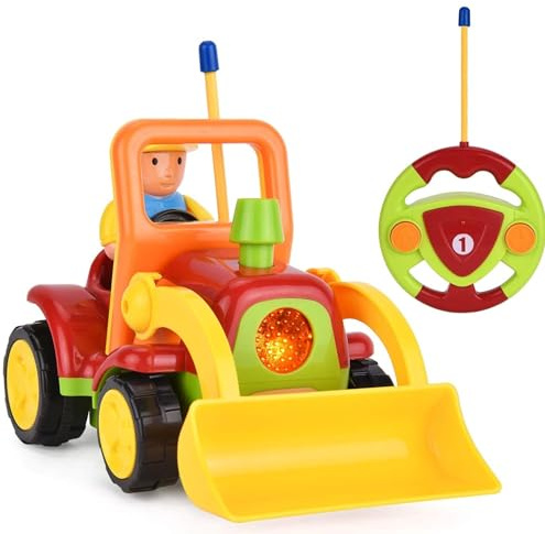 Haktoys Remote Control Bulldozer Toy for Toddlers – Easy RC Construction Tractor with Blade for Boys & Girls Ages 18 Months and Up | First Remote Control Vehicle for Kids