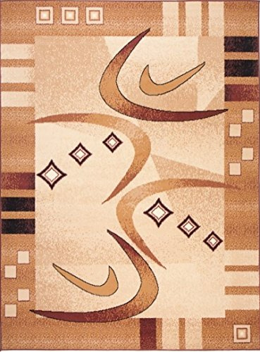 Carpeto Groß Teppich Wohnzimmer 250x350cm Creme Geometrisch 90er-Retro | Teppich für Schlafzimmer Büro Esszimmer Beige Weich Pflegeleicht Tierfreundlich Allergikerfreundlich Fußbodenheizungsgeeignet