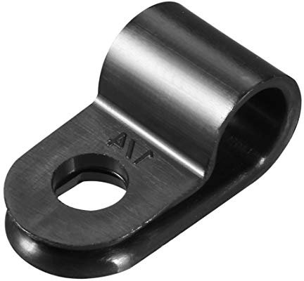 sourcing map 20Pcs Serre câble R-type Nylon Collier Cordon Câble Organisateur gestion fil électrique Attache Grillage Rigide Fixation 6.4mm noir CC-1