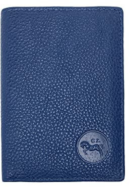 LOLUNA® Etui Porte Carte de crédit RFID - NFC- 3 Volets - 9 Cartes - Mini Portefeuille - Compact - Homme/Femme - Cuir Vachette Véritable - Bleu Marine