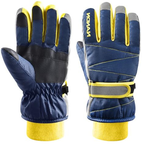 Azarxis Warme Handschuhe, Thermische Ski Snowboard Handschuhe, Winddich Winterhandschuhe für Damen und Herren (Blau, S)