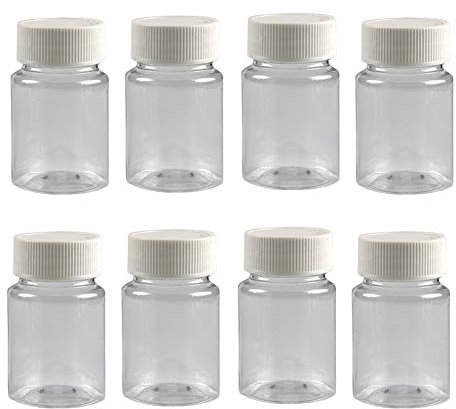 XUMIN 12PCS 50ml/1.7oz Portable Empty Plastic Medicine Bottles Holder Storage Container Case Box with Screw Cap for Pill Tablet Solid Powder Liquid