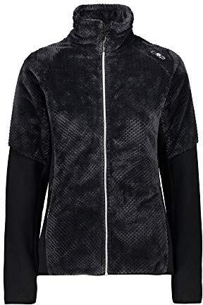 CMP Giacca Knit Tech in Pile Teddy, Donna, Antracite, 44, Antracite