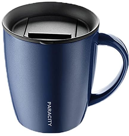 PARACITY Insulated Coffee Cup, Travel Mug With Handle for Hot and Cold Beverages - Double Wall Vacuum, 12.3oz/350ml Blue