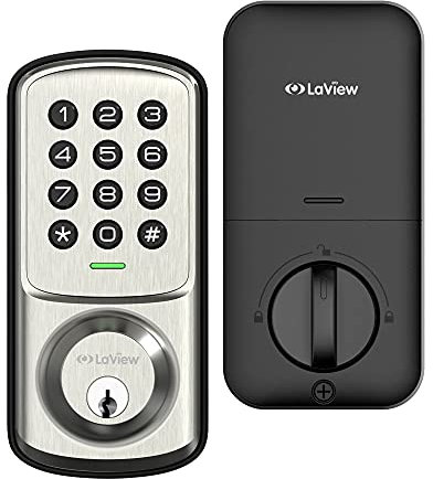 LaView Serratura per porta con tastiera, serratura senza chiave, serratura elettronica per porta d'ingresso, porta della camera da letto, porta del garage, serratura automatica, chiusura motorizzata a