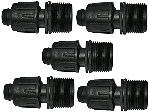 AERZETIX - Set di 5 Adattatori/raccordi per tubo di goccio 17x3/4'' filettatura esterna (per tubo 16mm) - connettore per sistema di irrigazione - in plastica - C48712