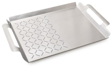 Primaster 2 in 1 Edelstahl Grillplatte Grillzubehör Grillaufsatz 45 x 30 x 4 cm