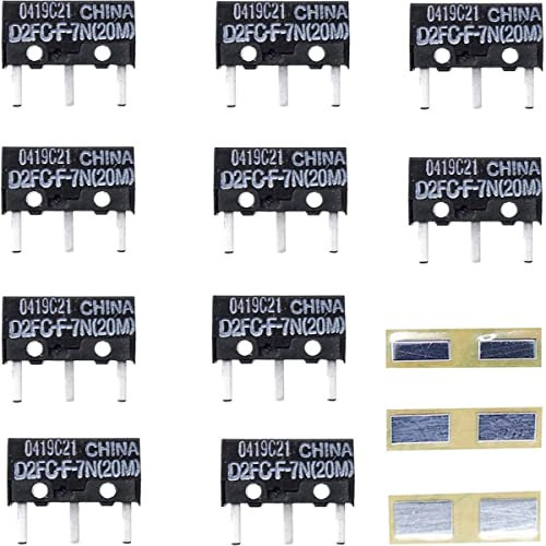 Youmile 10 pcs D2FC-F-7N Micro Switch module D2FC-F-7N(20M) with mouse button post repair metal sticker for APPLE RAZER Logitech Mouse