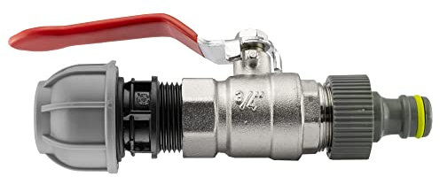 mdpe Water Pipe to Garden Hose Connector with Metal Full Flow Valve,for 20mm,25,or 32mm Pipe,Universal Hose Connection (20mm mdpe-Click-Lock)