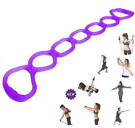 Gymnastikband mit 7 Ringen – Miracle Miles Band, Yoga, Stretching, Arm, Schultern, Fuß, Bein, Po, Fitness, Zuhause, Fitnessstudio, Physiotherapie-Band (lila)