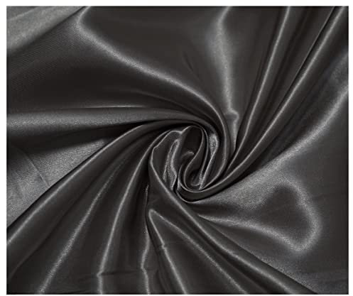 Silky Satin Polyester Fabric for Dressmaking Wedding Crafts Quilting Sewing 150cm Wide (500 x 150cm / 197 x 60, Dark Grey)