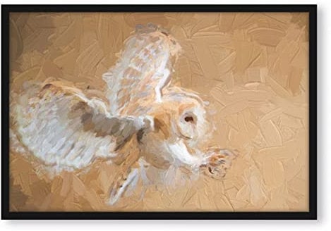 Pixxprint Fliegende Eule bei der Jagd, Poster im Bilderrahmen, Format: 55x40cm, Kunstdruck gerahmt