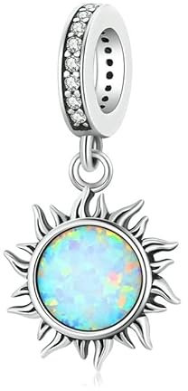 925 Sterling Silber Opal Sun Charms Anhänger Für Frauen Original Armband Oder Armreif Edles Schmuck Silber Geschenk